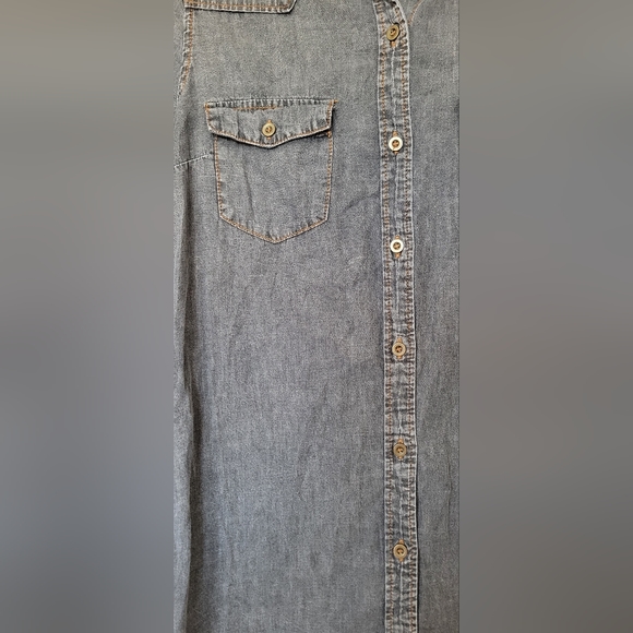 Timing black button-down denim shirt/dress. Size small, pre-owned - Picture 2 of 5